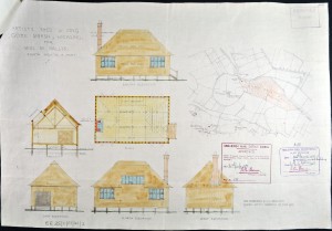 An image of NRO BR 35/2/81/21 Architect's drawing of Marietta Pallis' artist's shed at Long Gore Marsh.